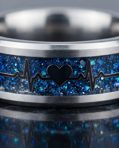 Purple Glitter Heartbeat Band Ring