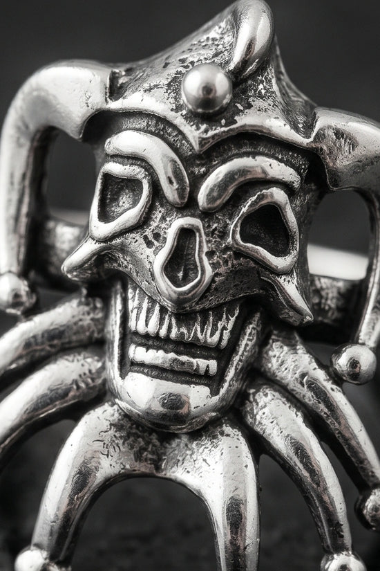 Gothic Sterling Silver Evil Jester Skull Ring