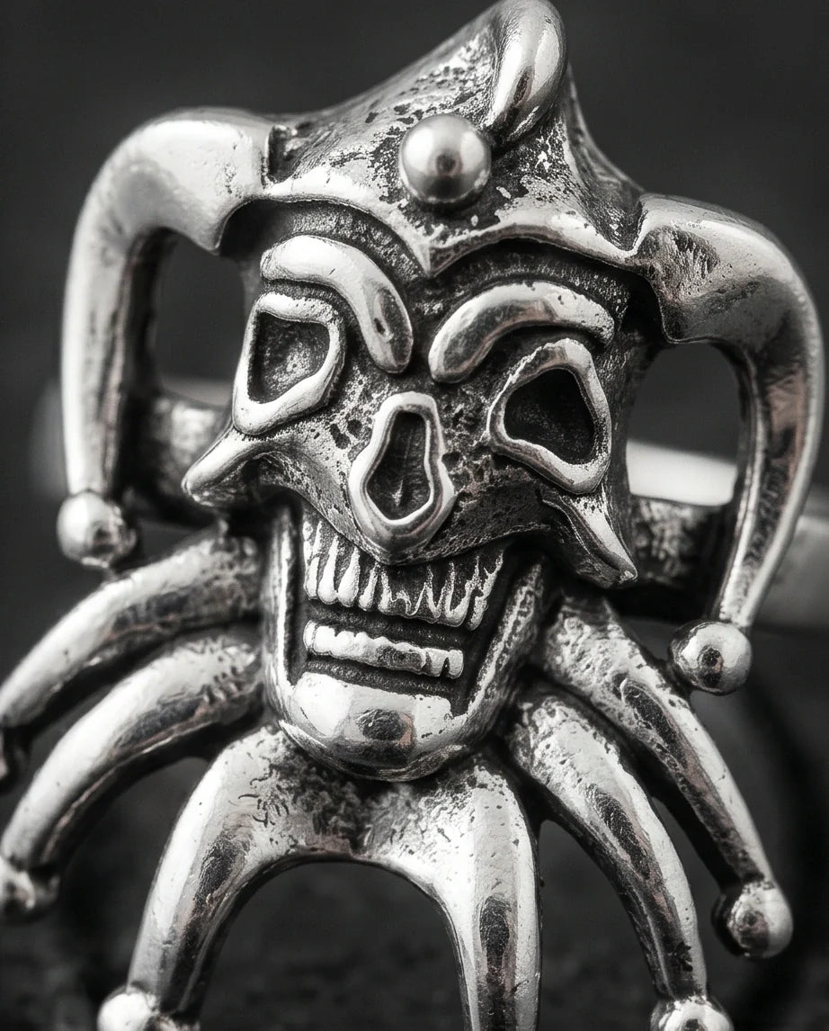 Gothic Sterling Silver Evil Jester Skull Ring