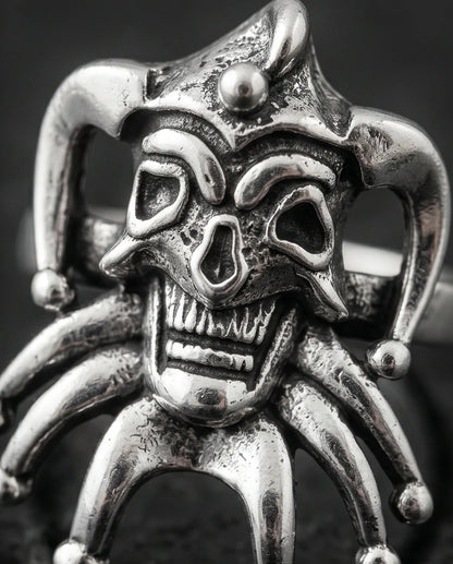Gothic Sterling Silver Evil Jester Skull Ring
