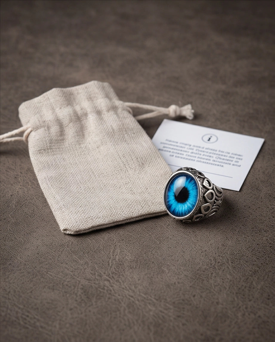 Azure Teardrop Link Ocular Silver Ring