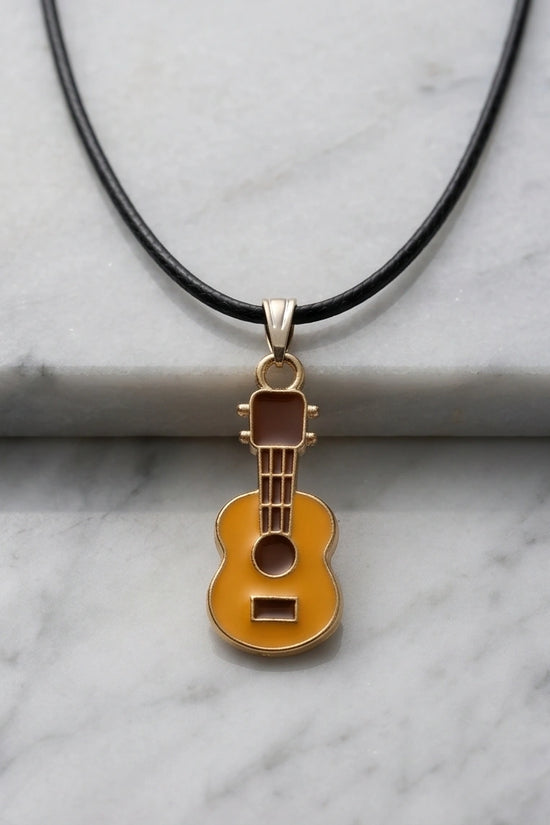Gold and Yellow Acoustic Guitar Necklace