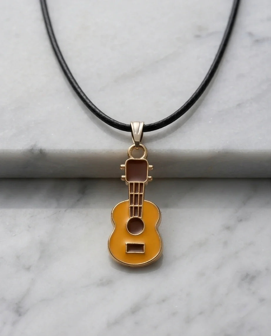Gold and Yellow Acoustic Guitar Necklace