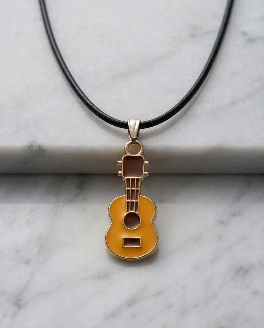 Gold and Yellow Acoustic Guitar Necklace