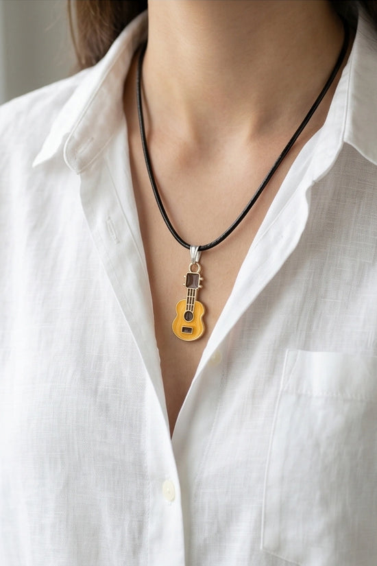 Gold and Yellow Acoustic Guitar Necklace