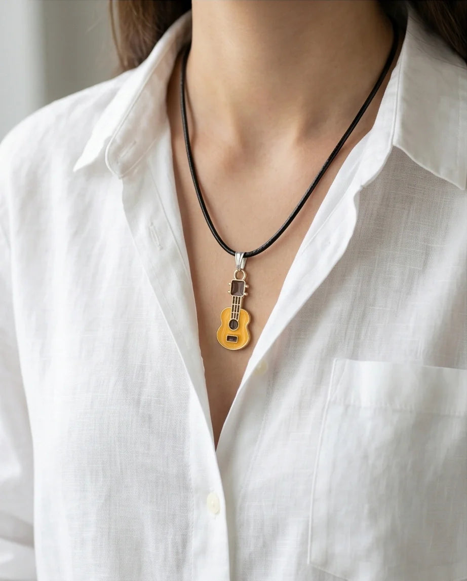Gold and Yellow Acoustic Guitar Necklace