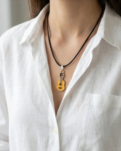 Gold and Yellow Acoustic Guitar Necklace