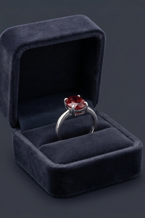 Sterling Silver Oval-Cut Ruby Red Solitaire Ring