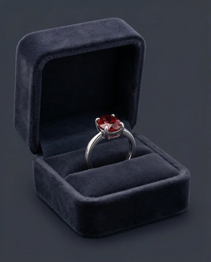 Sterling Silver Oval-Cut Ruby Red Solitaire Ring