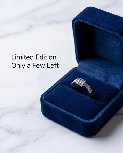Triple-Barrel Pavé Station Band Ring