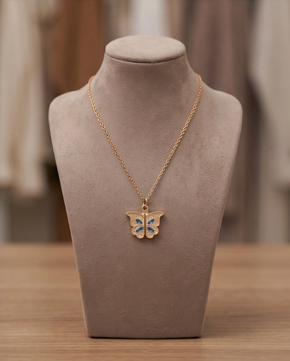 Gold Butterfly Secret Heart Pendant Necklace