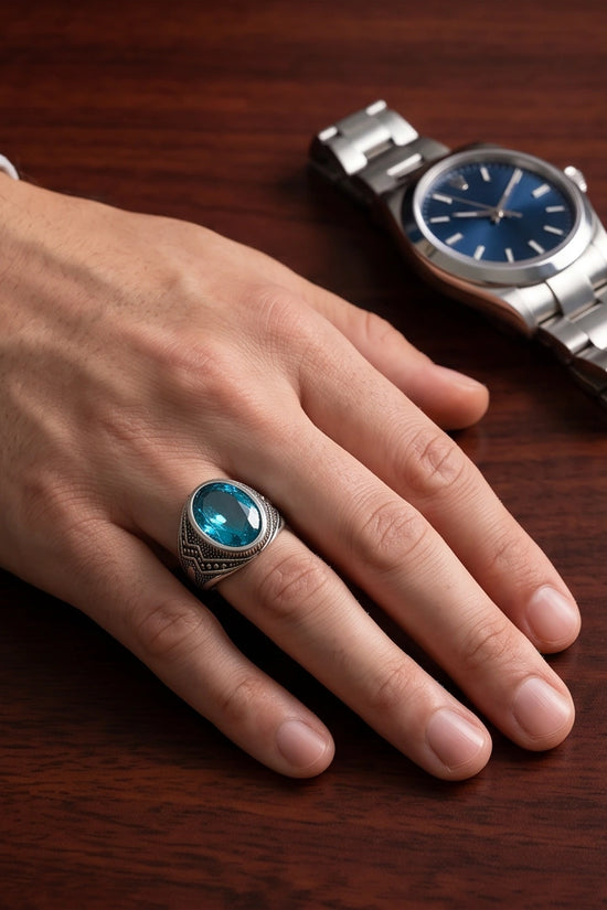 Imperial Teal Tourmaline Signet Ring