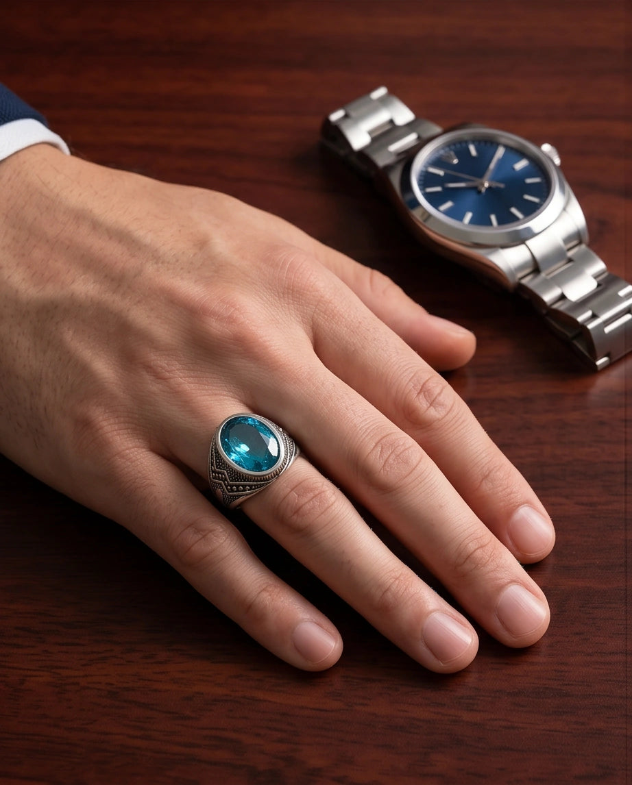 Imperial Teal Tourmaline Signet Ring