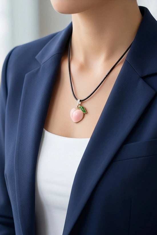 Sweet Peach Enamel Pendant Necklace