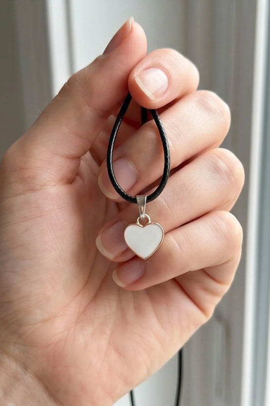 Gold and White Classic Heart Necklace
