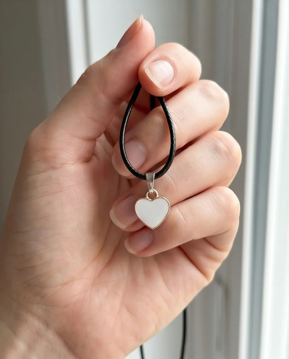 Gold and White Classic Heart Necklace