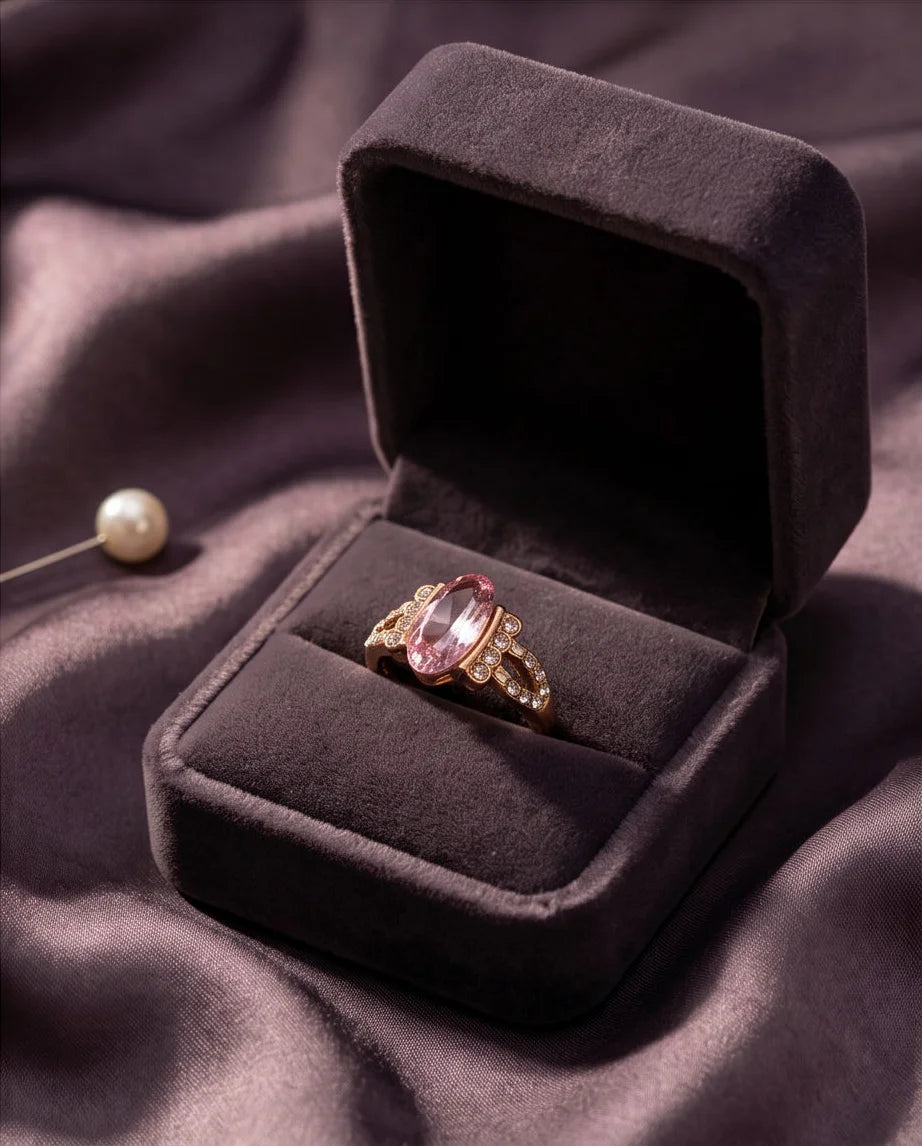 Rose Gold Marquise Pink Topaz Vintage Ring