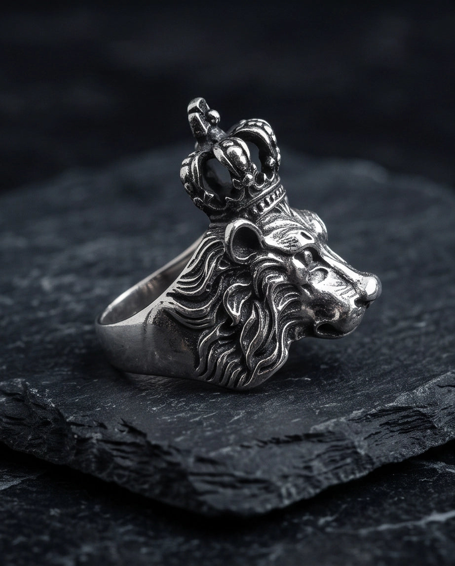 Crowned Royal Lion Sculpted Ring