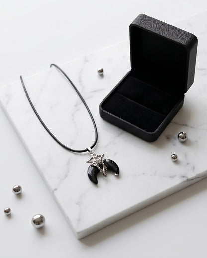 Gothic Liquid Metal Crescent Horn Pendant Necklace