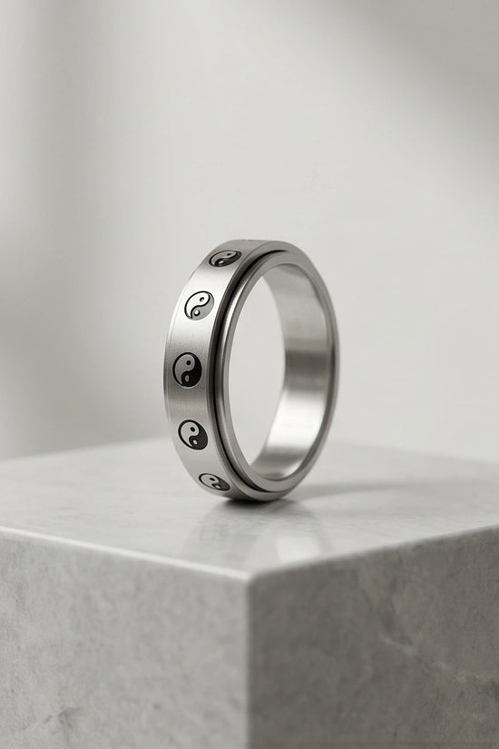 Silver Yin Yang Balance Spinner Ring