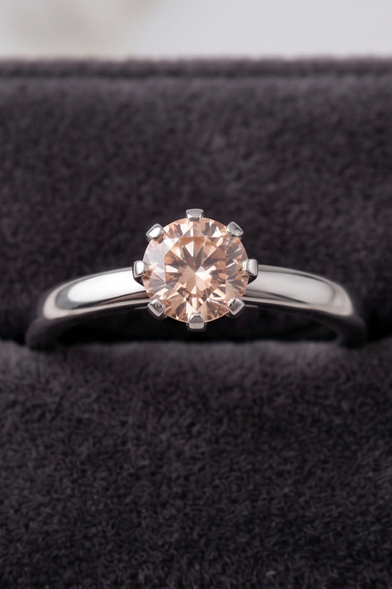 Sterling Silver Round-Cut Champagne Morganite Solitaire Ring
