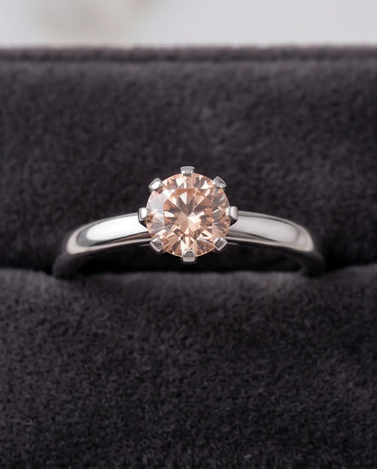 Sterling Silver Round-Cut Champagne Morganite Solitaire Ring