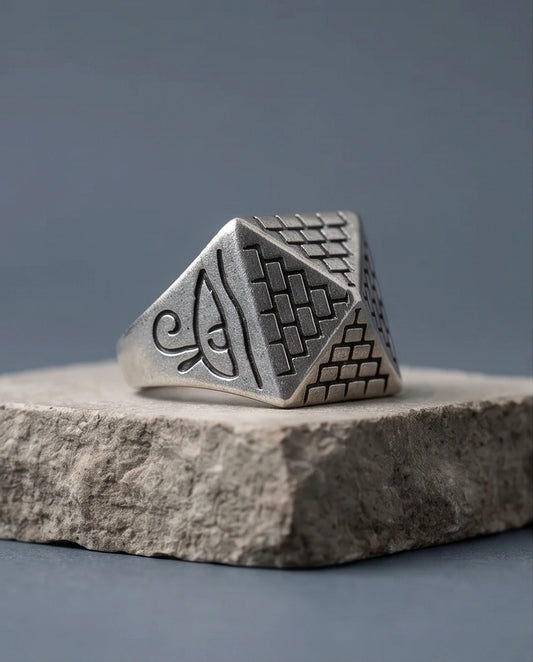 Vintage Sterling Silver Egyptian Pyramid Eye of Horus Ring