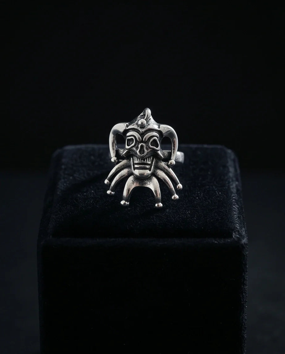 Gothic Sterling Silver Evil Jester Skull Ring