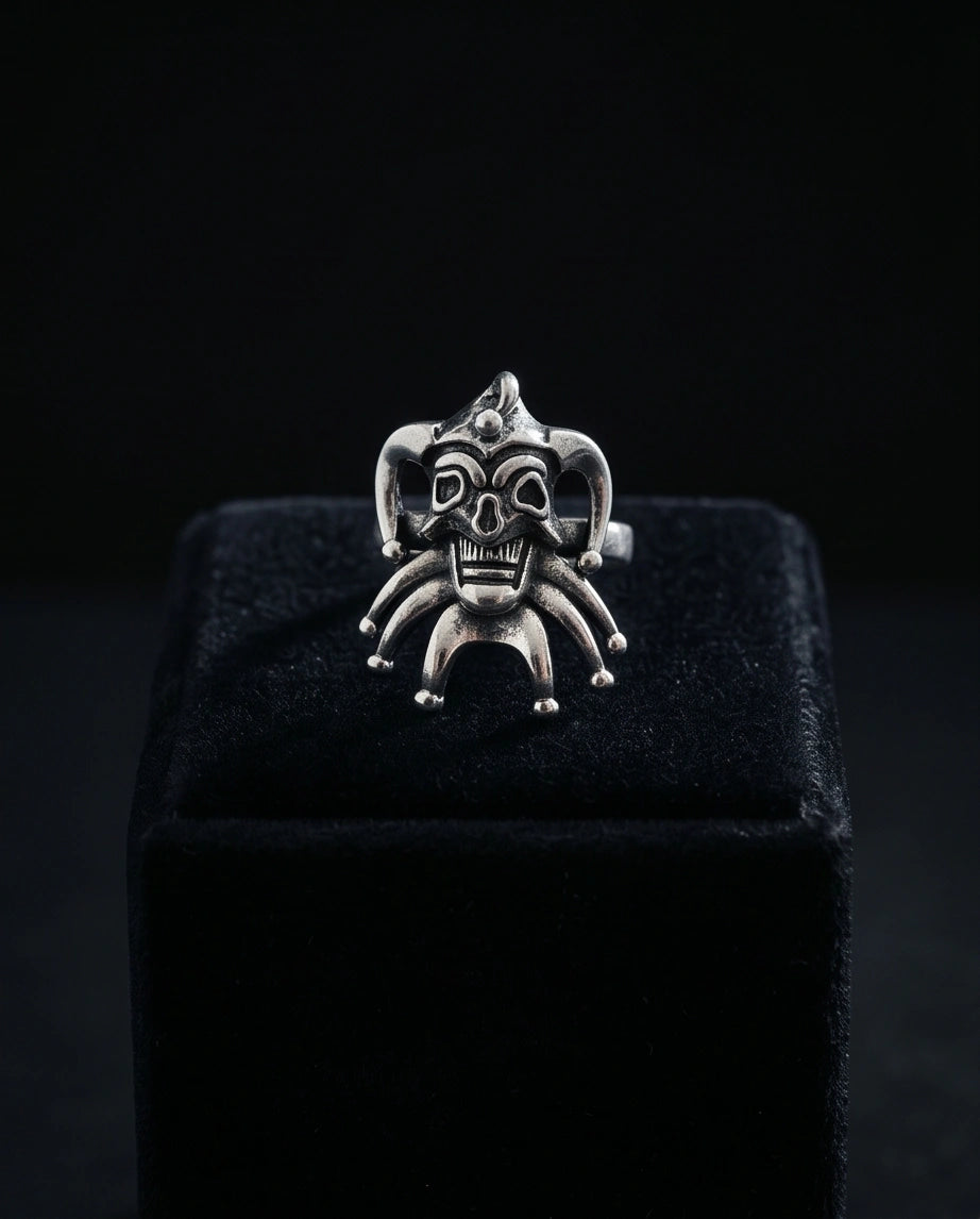 Gothic Sterling Silver Evil Jester Skull Ring