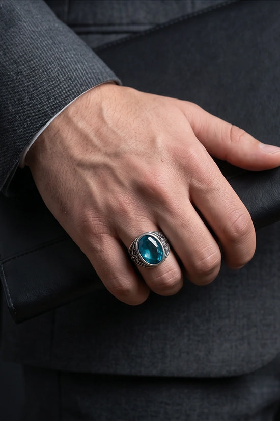 Imperial Teal Tourmaline Signet Ring