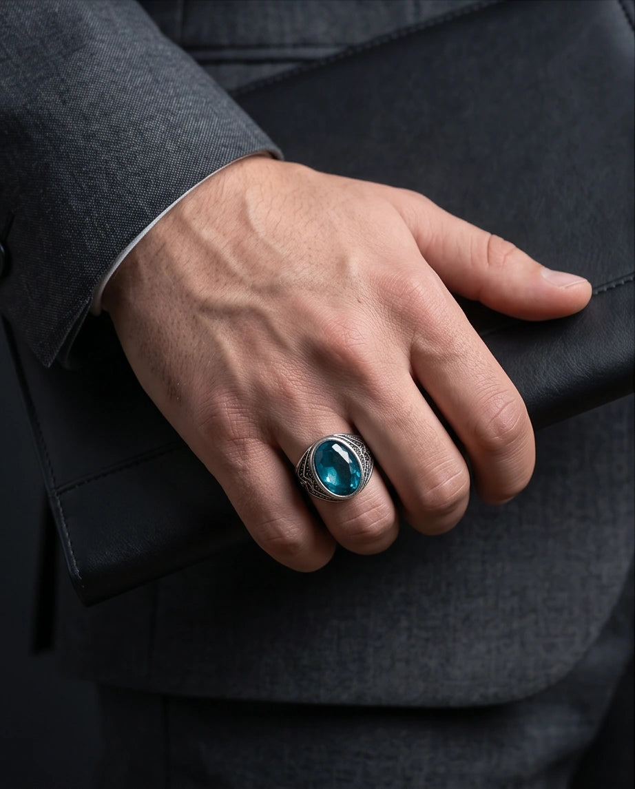 Imperial Teal Tourmaline Signet Ring