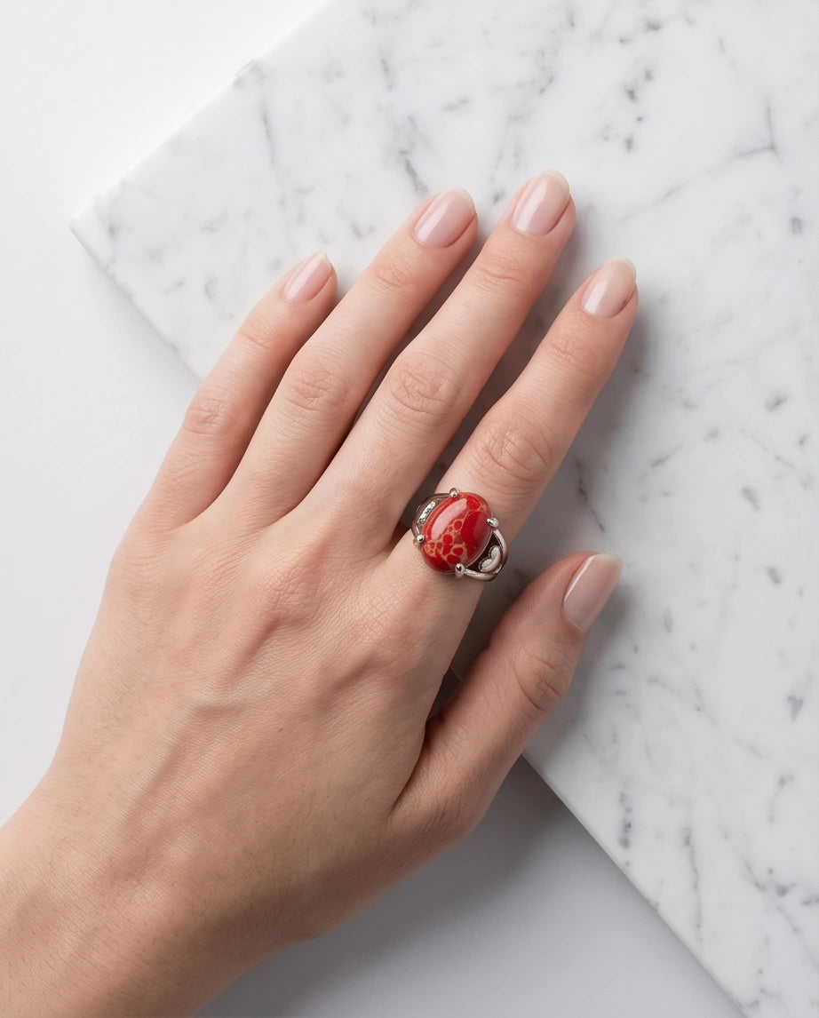 Crimson Heart Imperial Jasper Ring