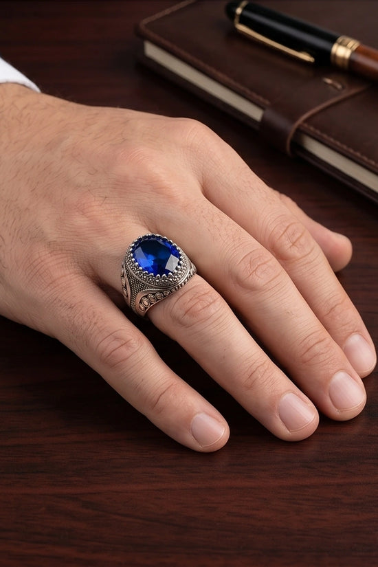 Imperial Cobalt Sapphire Signet Ring