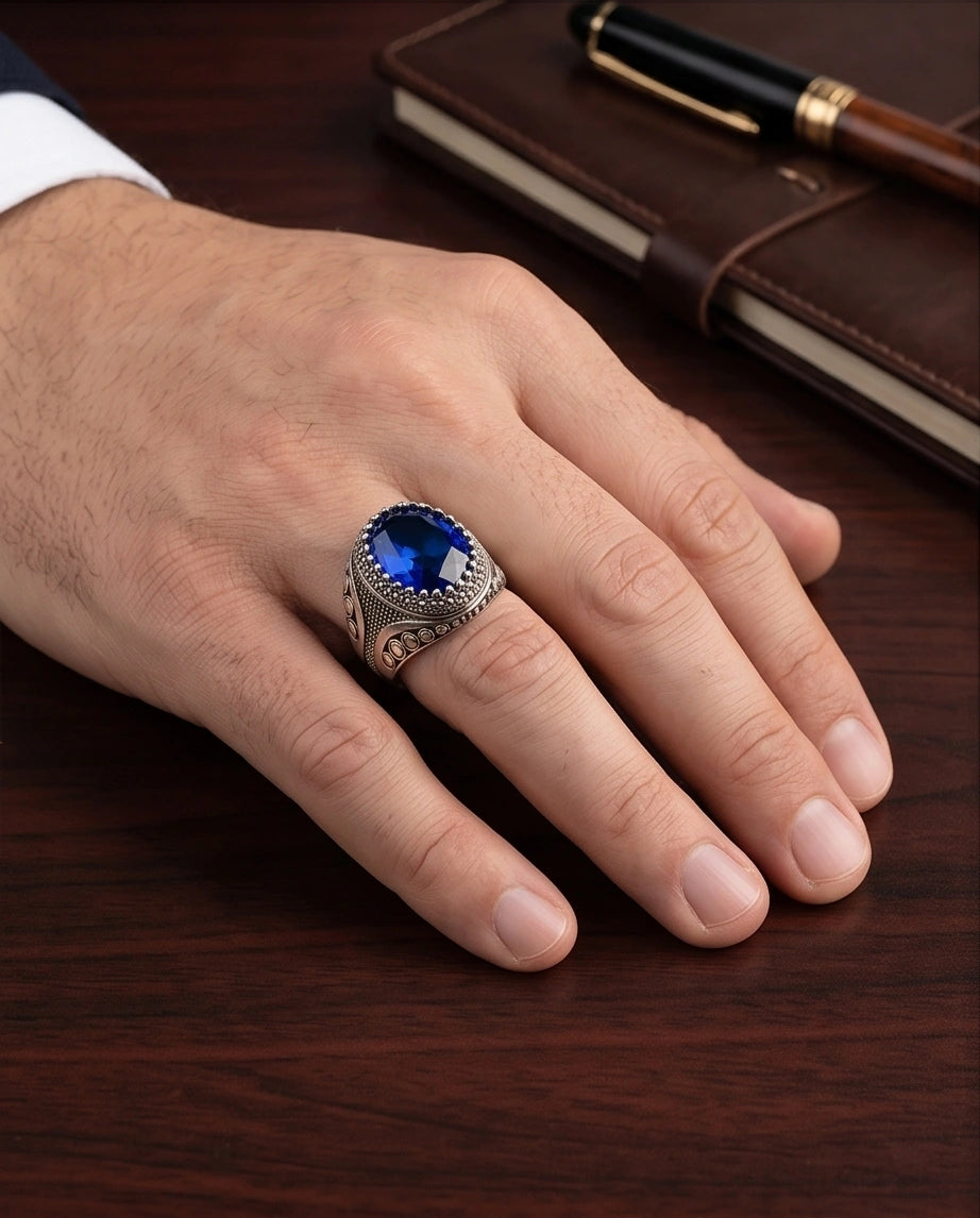 Imperial Cobalt Sapphire Signet Ring