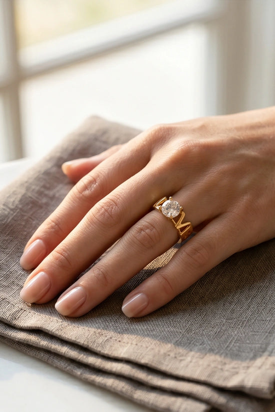Golden Eternal Love Moissanite Ring