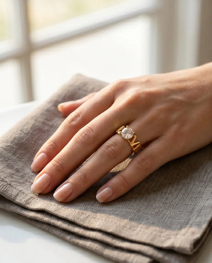 Golden Eternal Love Moissanite Ring