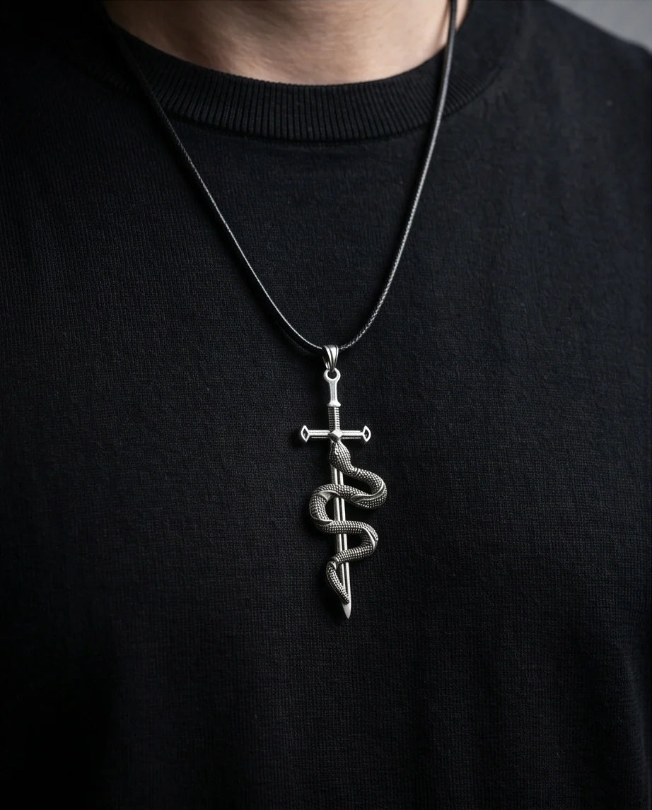 The Jormungandr Serpent Sword Necklace