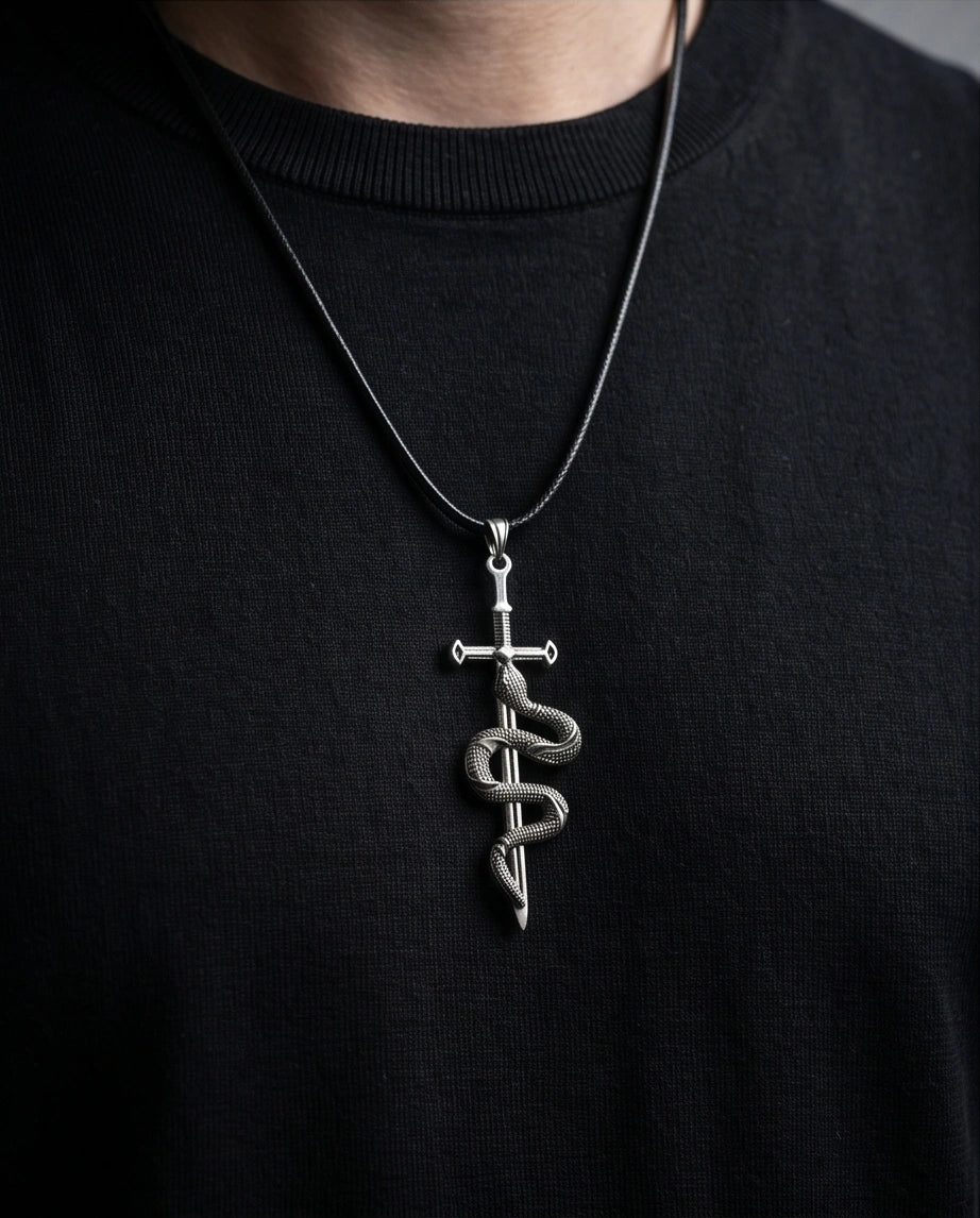 The Jormungandr Serpent Sword Necklace