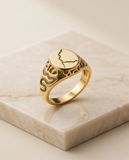 Fissure Medallion Gold Signet Ring
