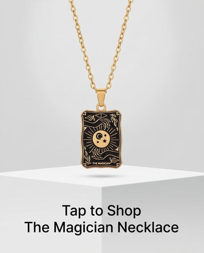 Gold "The Magician" Tarot Card Pendant Necklace