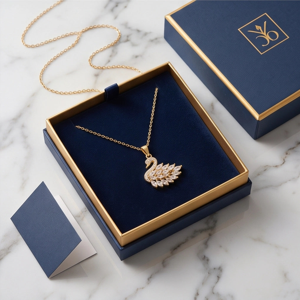 Gold Crystal Swan Necklace