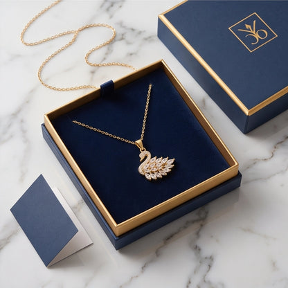 Gold Crystal Swan Necklace