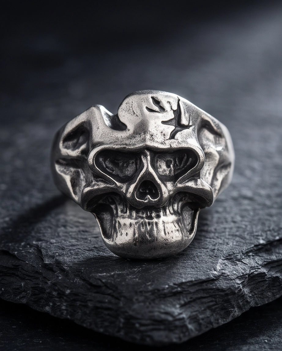 Fractured Cranium Sculpted Skull Ring