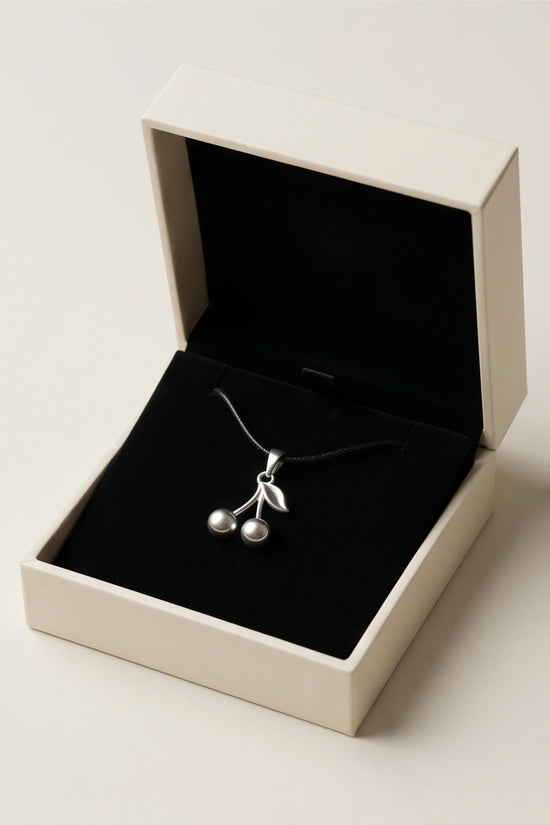Silver Double Cherry Pendant Necklace