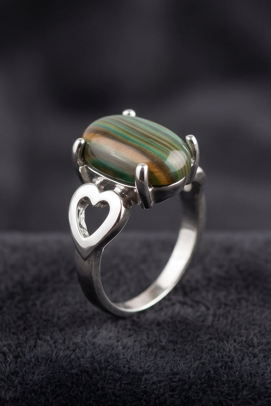 Earthy Heart Banded Agate Ring