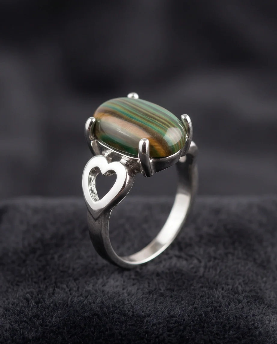 Earthy Heart Banded Agate Ring