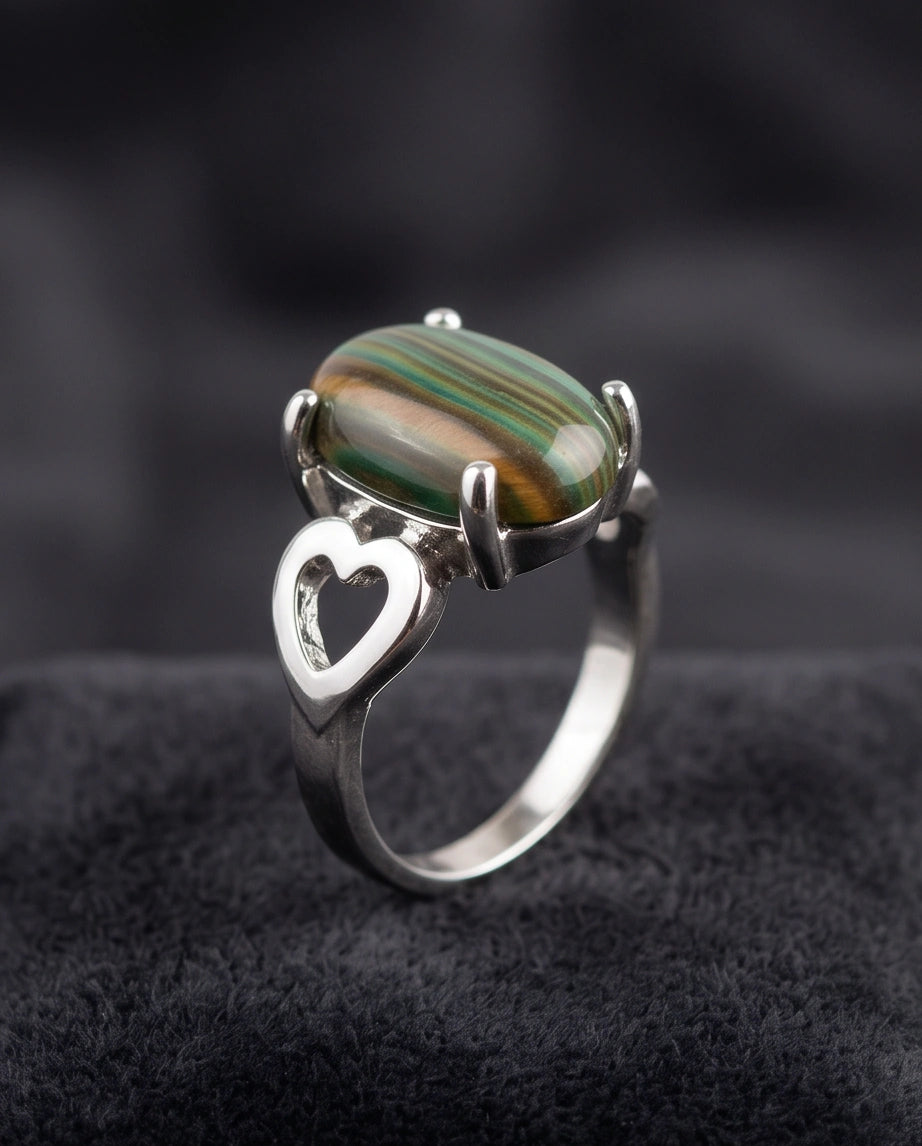 Earthy Heart Banded Agate Ring