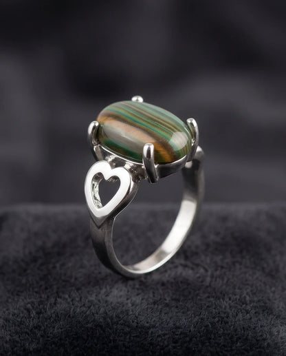 Earthy Heart Banded Agate Ring
