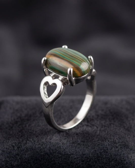 Earthy Heart Banded Agate Ring