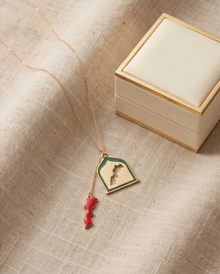 Gold Morocco Map & Arch Necklace